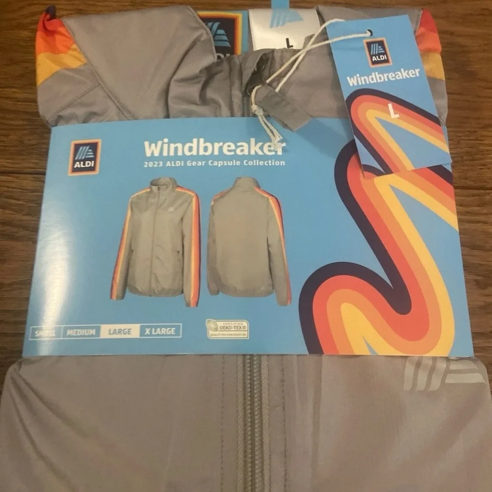 Aldi Gear Capsule Gray Windbreaker Jacket Large 2023 Full Zip - Picture 5 of 5